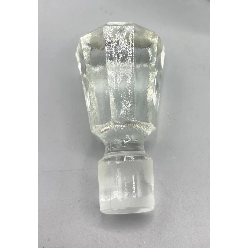 Vtg Mogen David Embossed Glass Cruet Decanter Stopper Sunburst Pattern Green‎